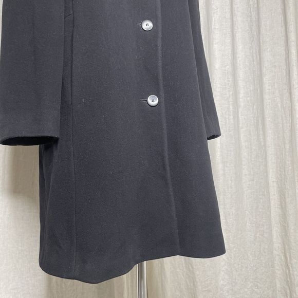 Wool Coat Womens 8 Black Lambswool Blend Fur Collar Forecaster of Boston Topcoat - Picture 4 of 15